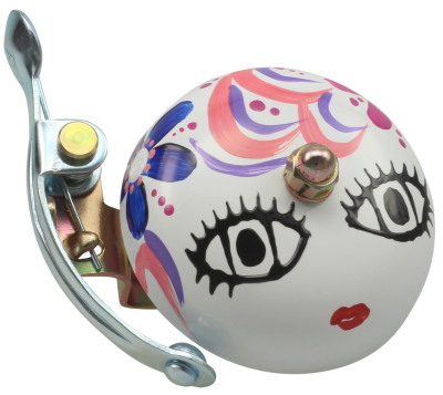 Crane Bell Co. Handbemalte Suzu Fahrradklingel mit Steel Band Mount - Mika Chan Weiß