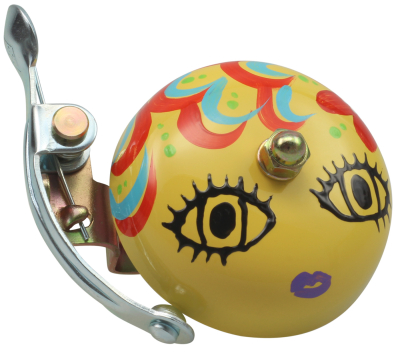 Crane Bell Co. Handbemalte Suzu Fahrradklingel mit Steel Band Mount - Mika Chan Gelb