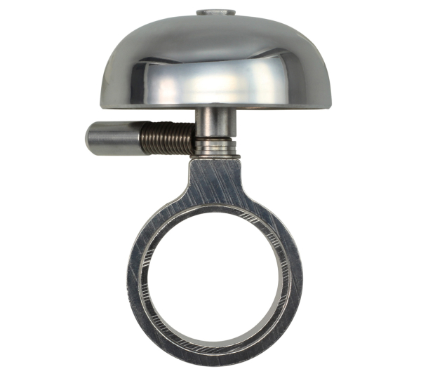 Crane Bell Co. Mini Karen Fahrradklingel mit Headset Spacer - Silber Poliert